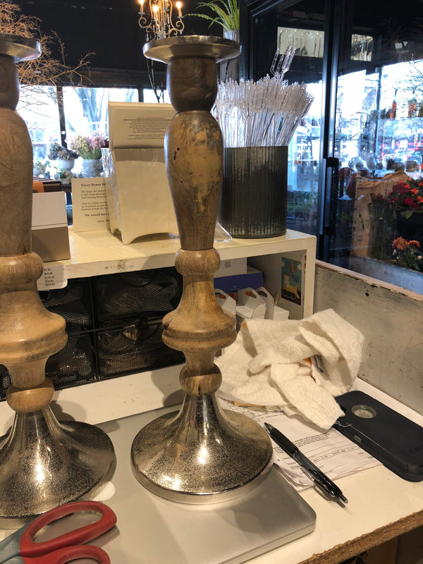 Merchandise - Acacia and Wood Candle Holders