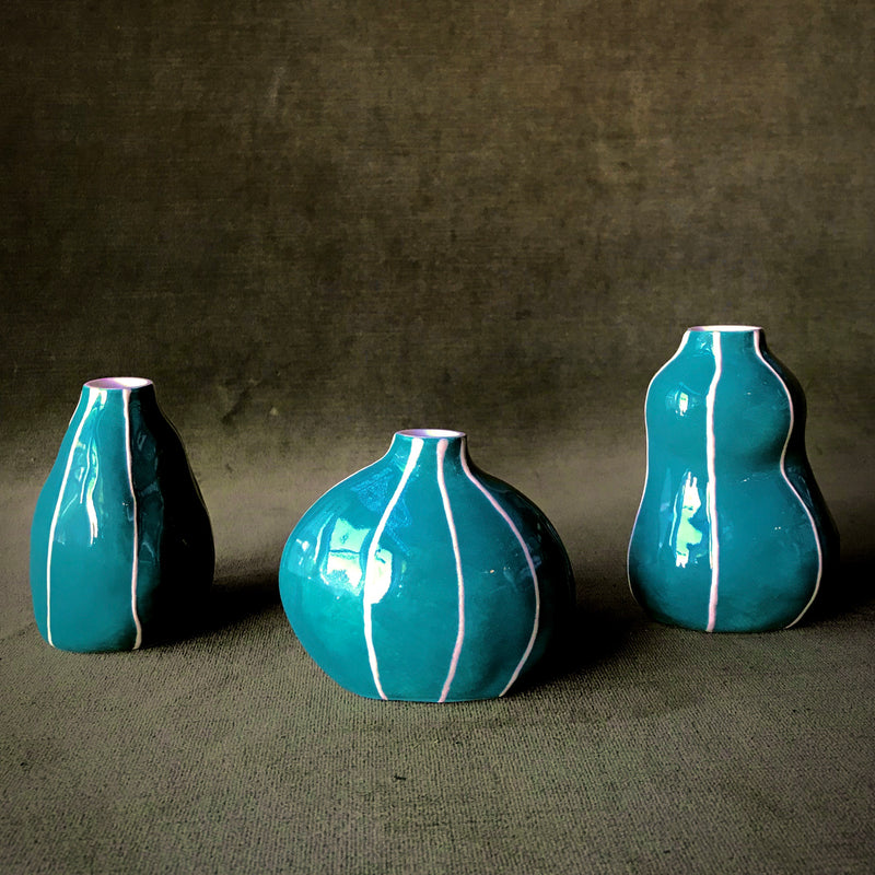 Teal Bud Vases by Kri Kri Studio