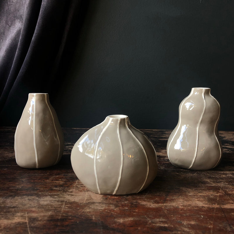 Taupe Bud Vases by Kri Kri Studio